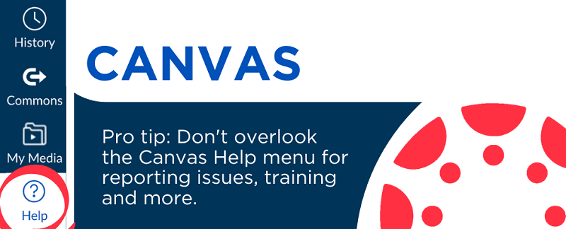 Canvas Pro Tip: Don't overlook the Canvas Help menu for reporting issues, training and more.