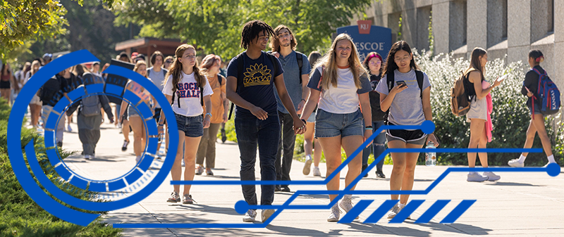 Students walking on campus